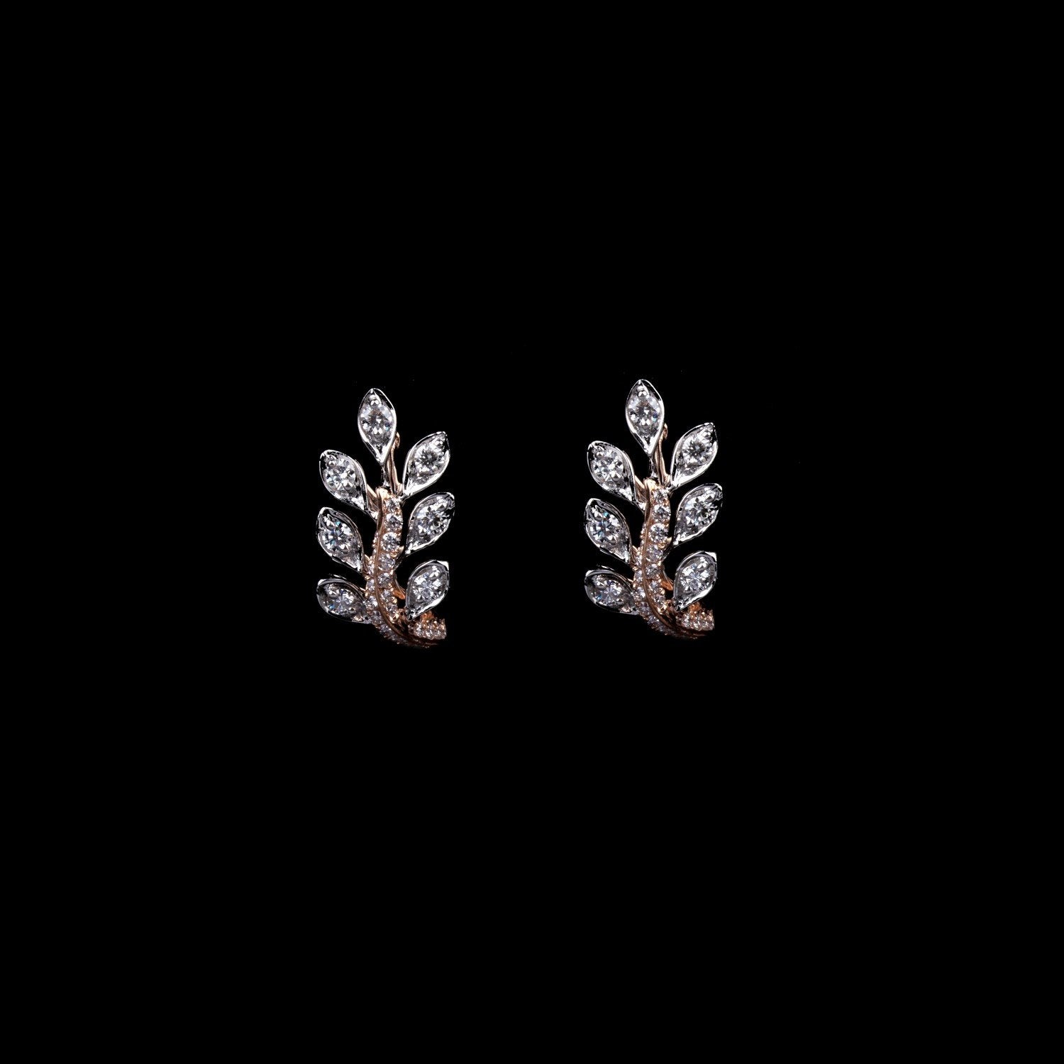Glinting Leaves Diamond Earrings