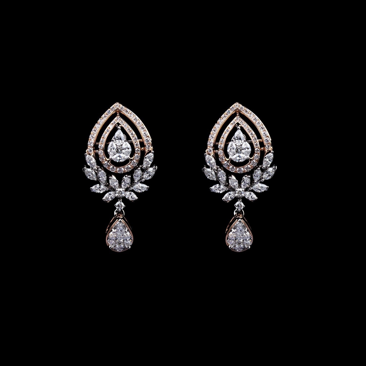 Enclosed Drop Diamond Earrings