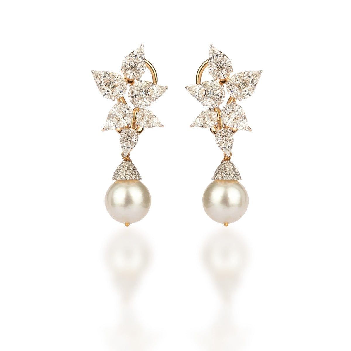Diamond Pearl Perched Earrings