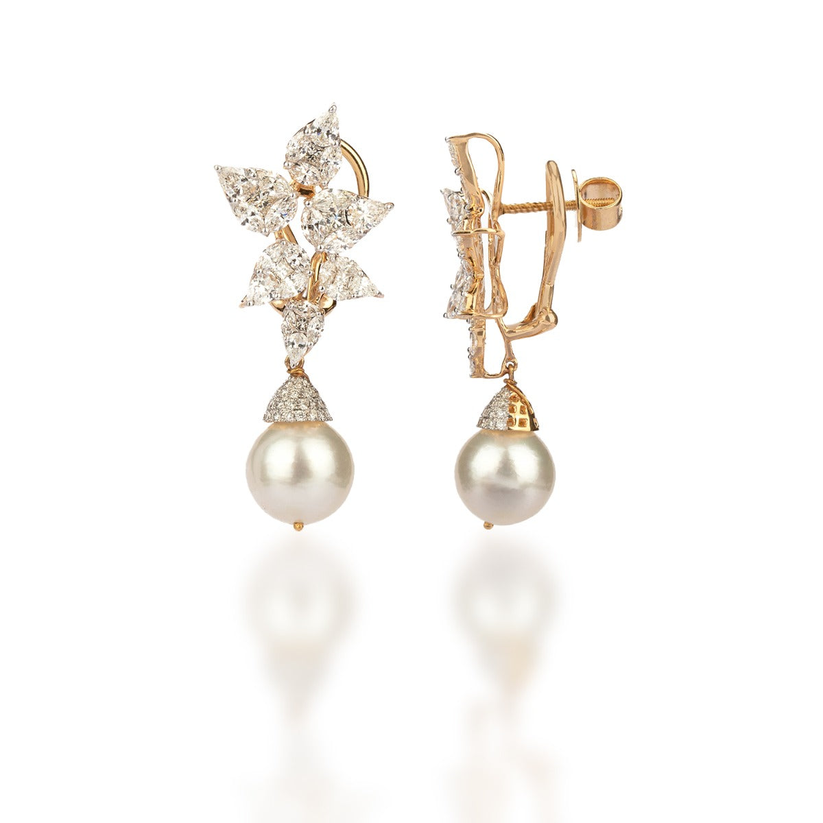 Diamond Pearl Perched Earrings
