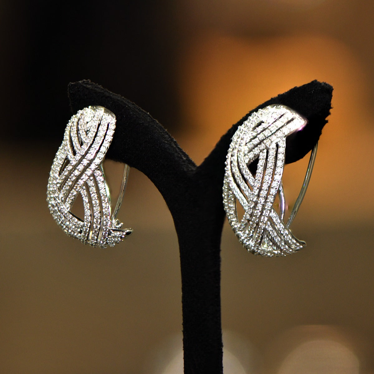 Interlinked Bow Diamond Earrings
