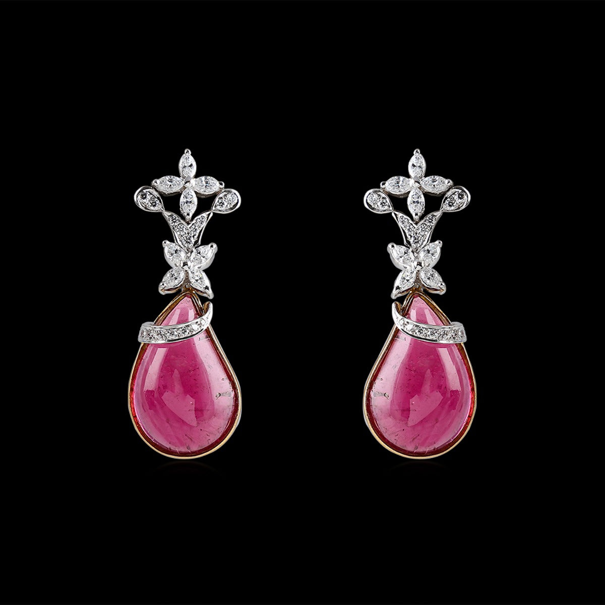 Pink Droplet Diamond Earrings