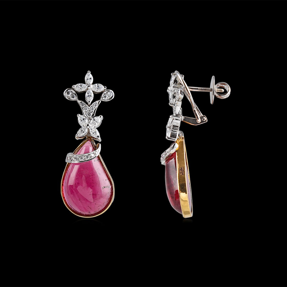Pink Droplet Diamond Earrings