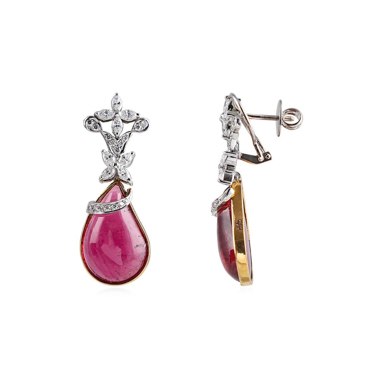 Pink Droplet Diamond Earrings
