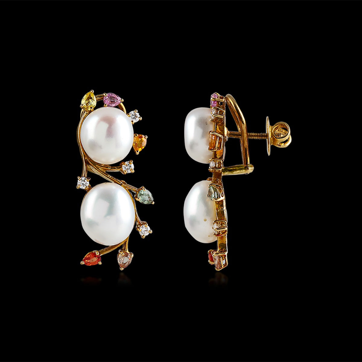 Pearly Dance Diamond Earrings