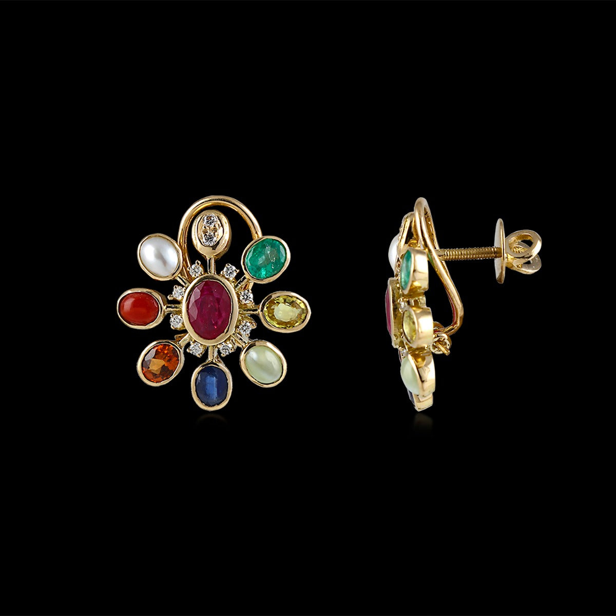 Varied Stone Diamond Earrings
