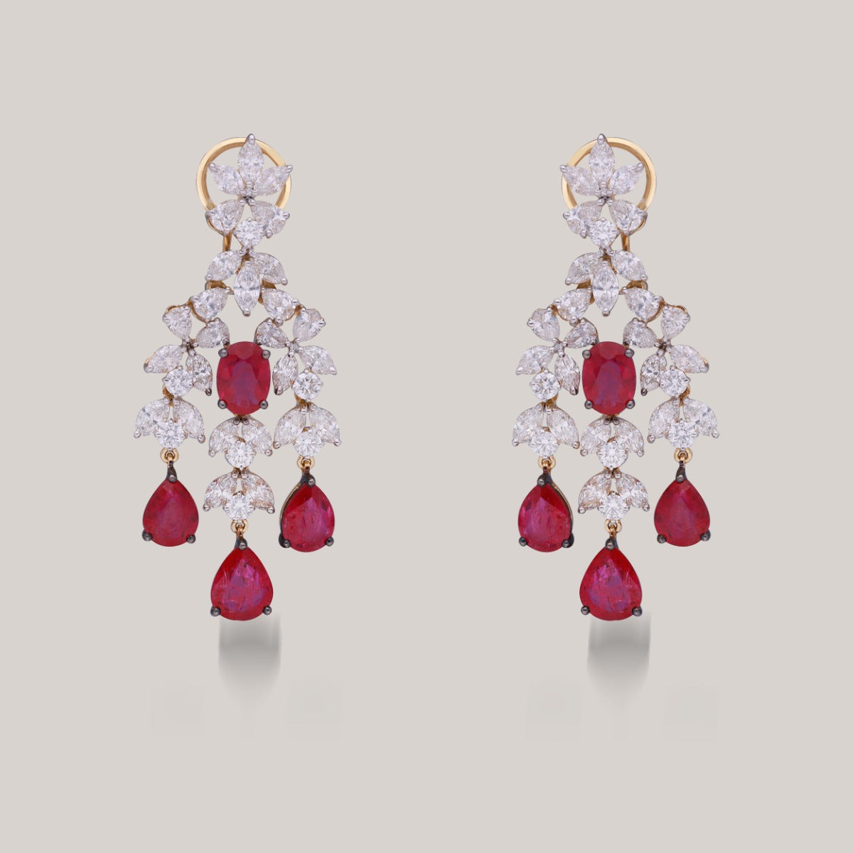Ruby Petal Diamond Earrings