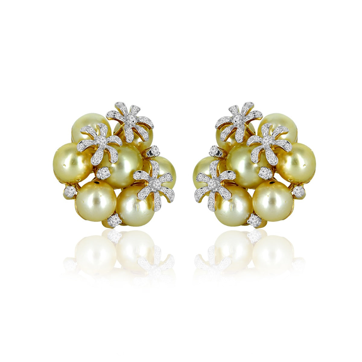 Pearls Flower Diamond Earrings