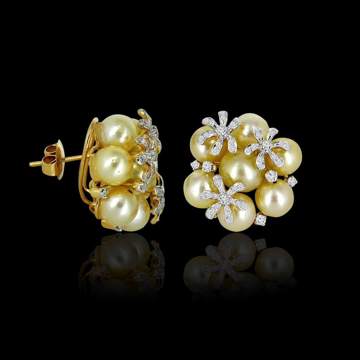 Pearls Flower Diamond Earrings