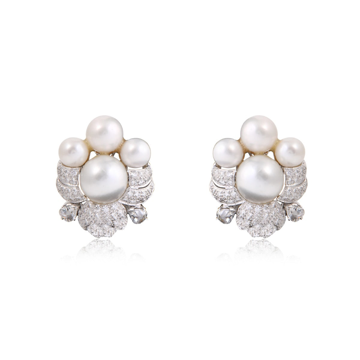 Streak Pearl Diamond Earrings