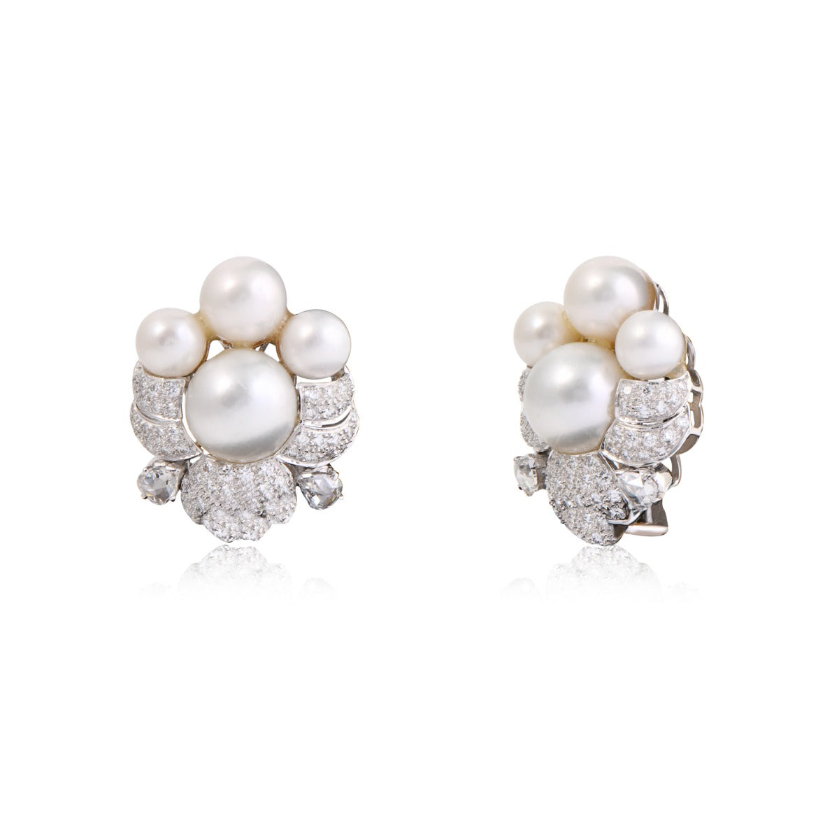 Streak Pearl Diamond Earrings
