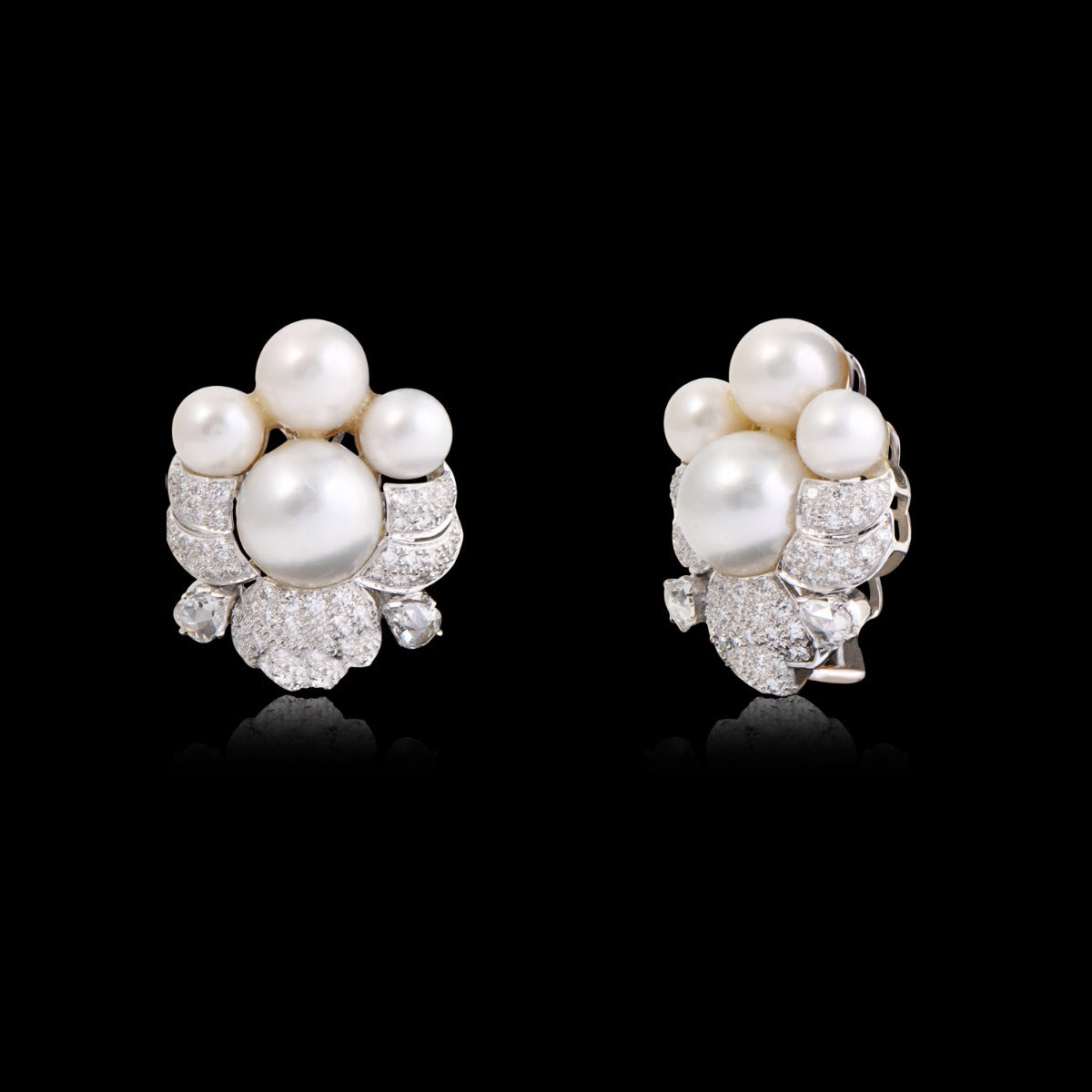 Streak Pearl Diamond Earrings