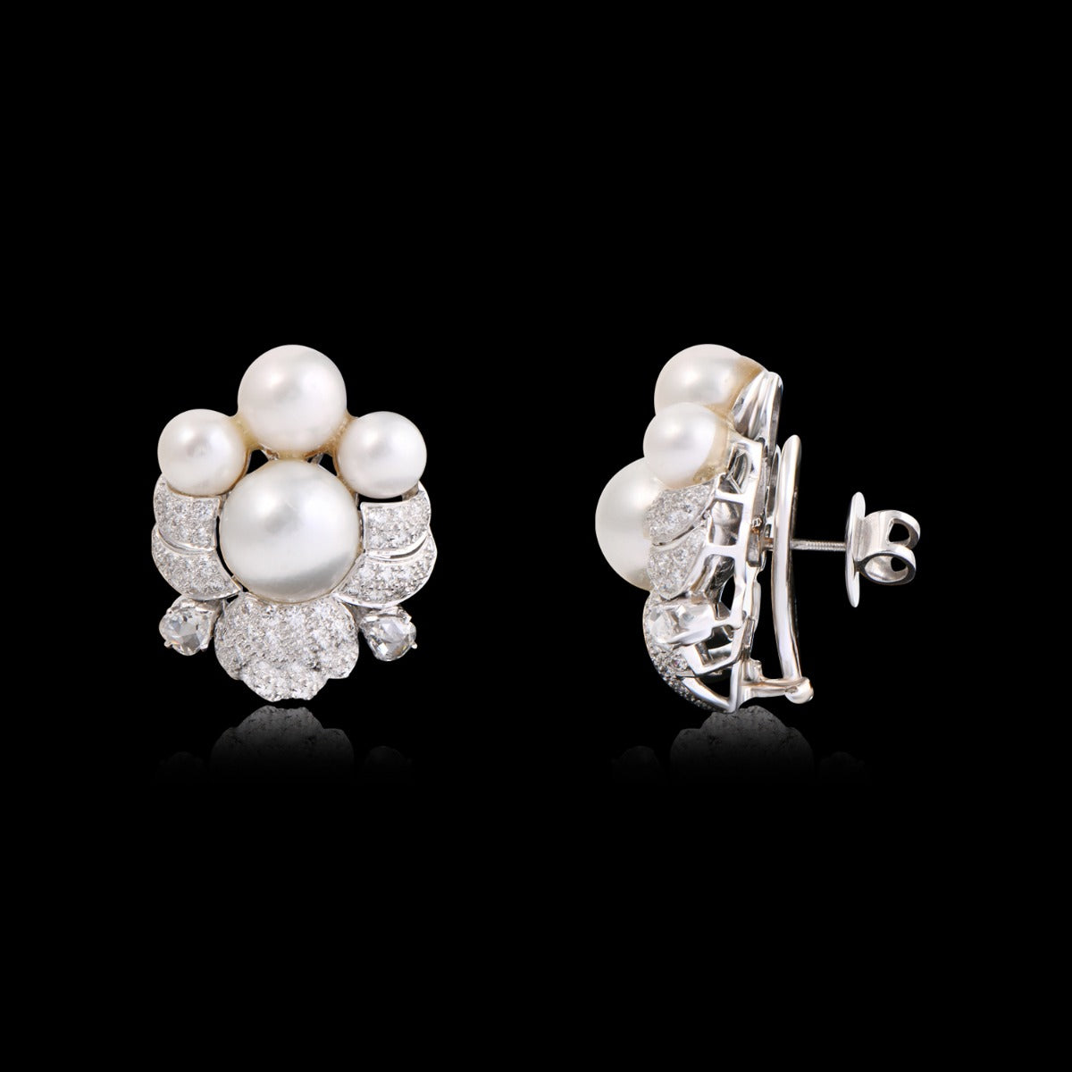 Streak Pearl Diamond Earrings