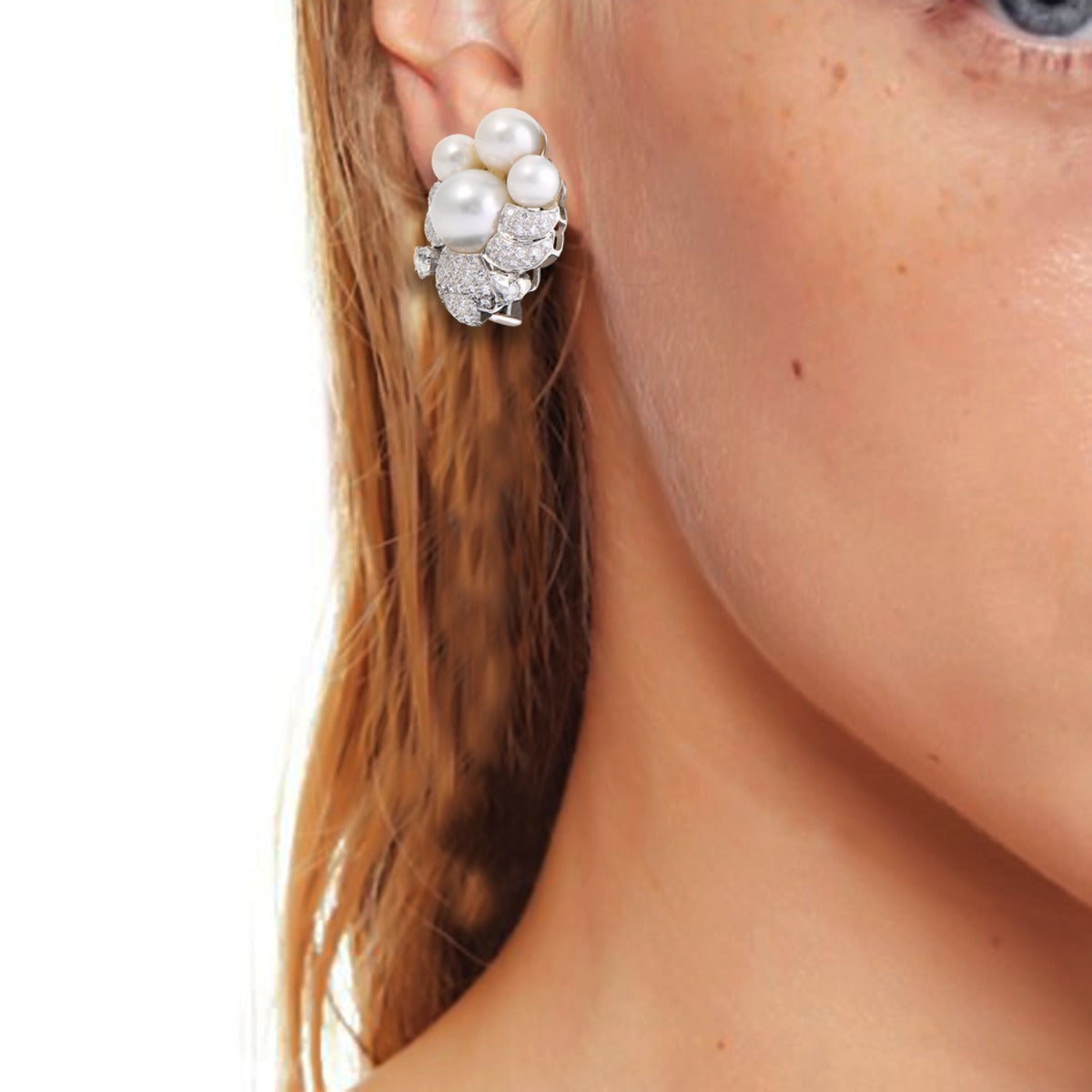 Streak Pearl Diamond Earrings