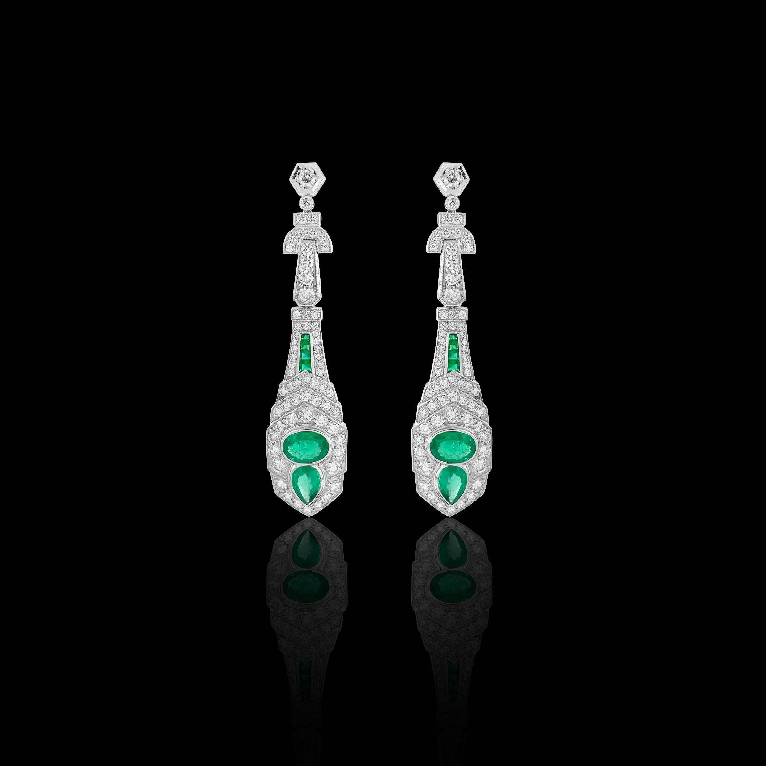 Emerald Studded Diamond Earrings