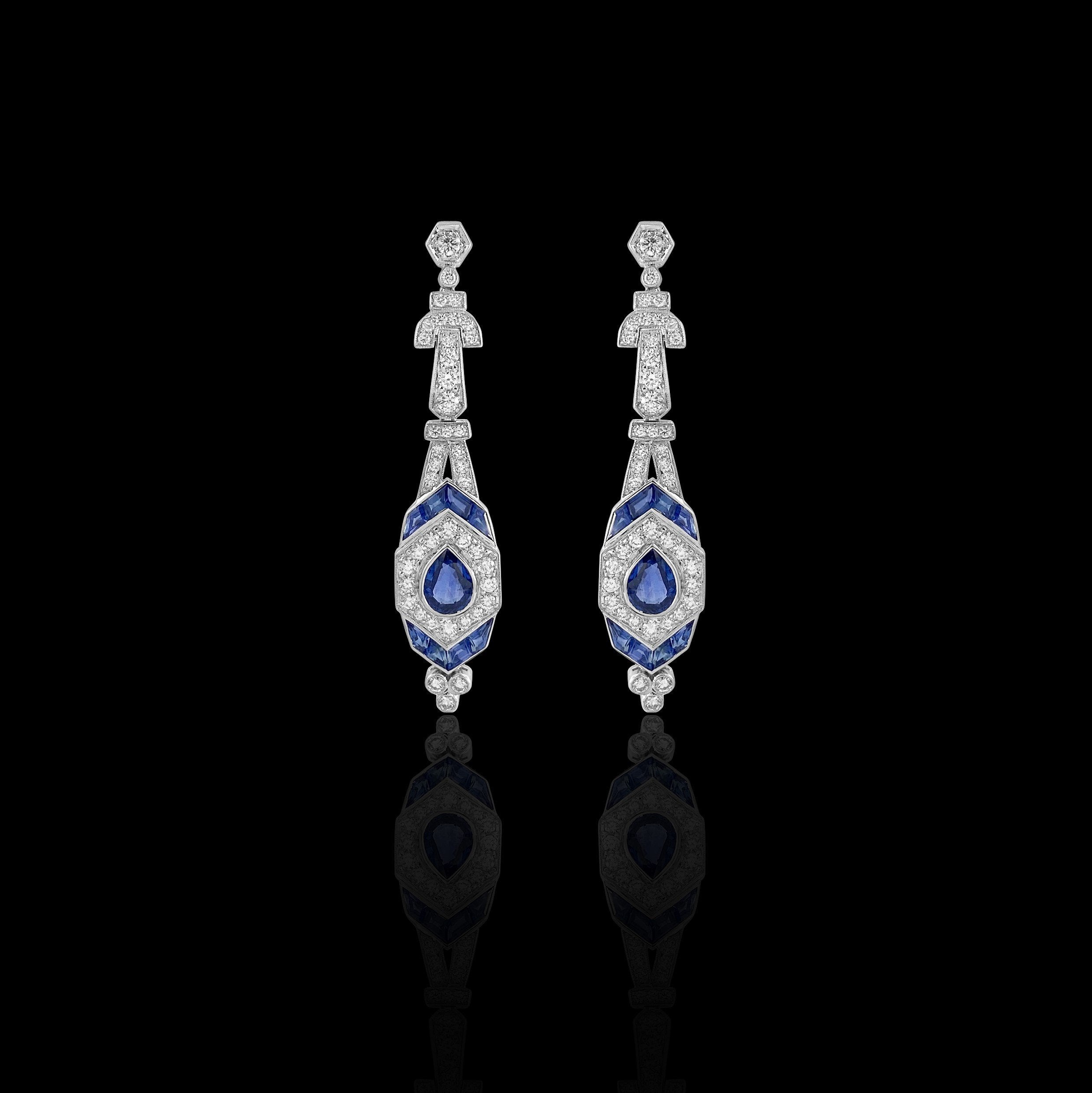 Blue Sapphire Diamond Earrings