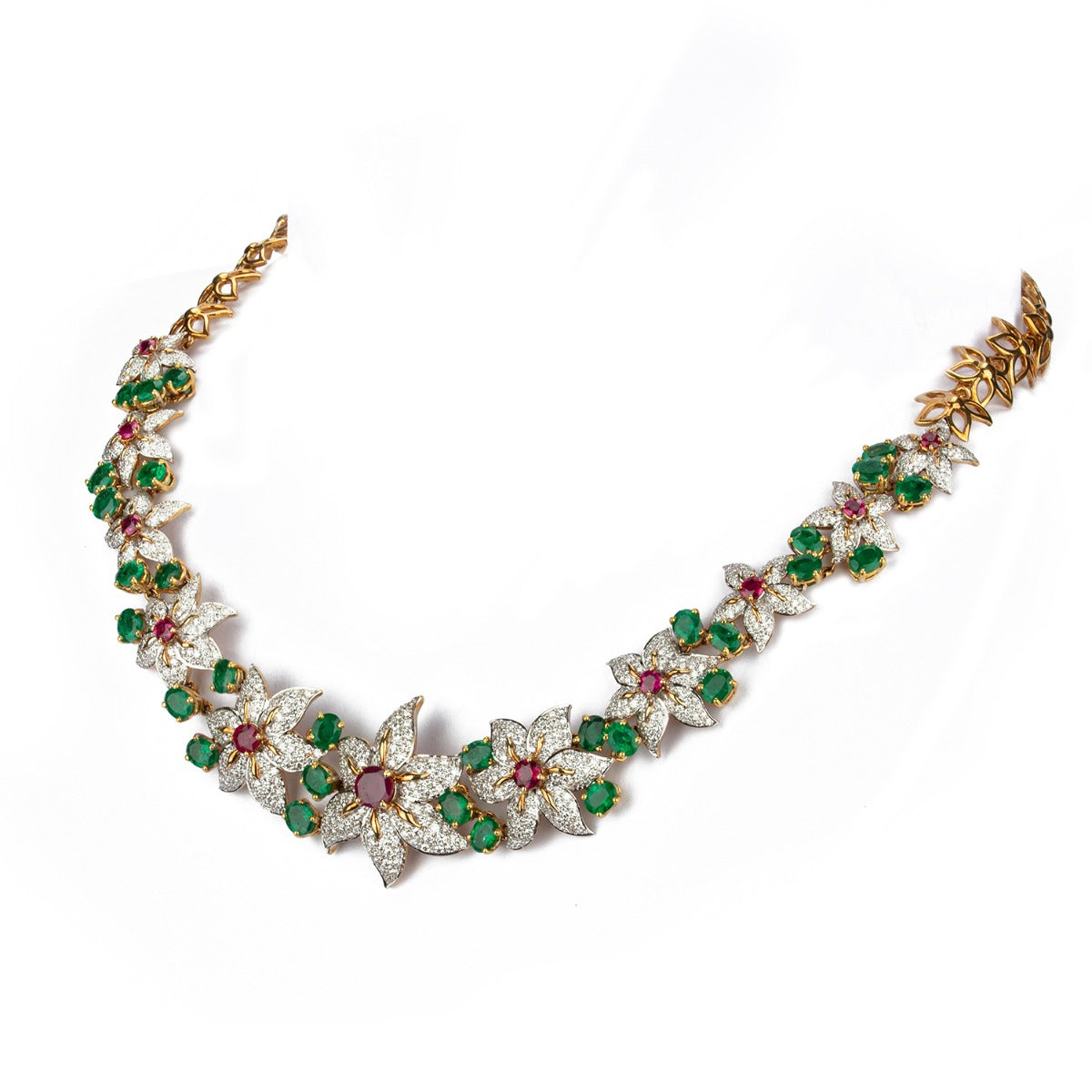 Flora Leaf Motif Diamond Necklace