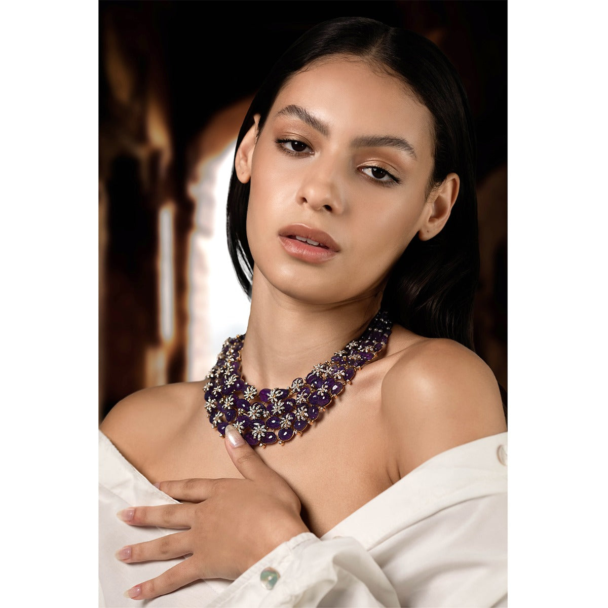 Lily Flower Diamond Necklace