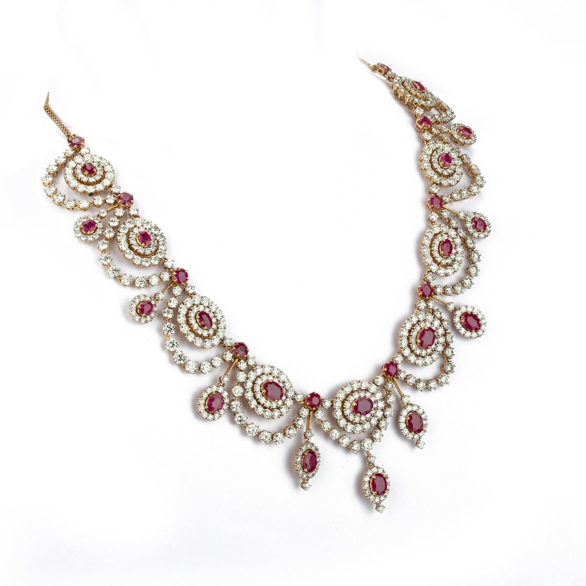 Ruby Diamond Round Tassel Necklace