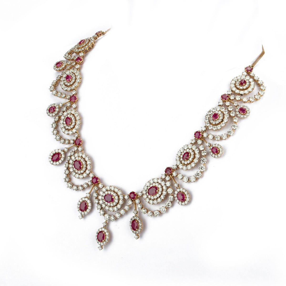 Ruby Diamond Round Tassel Necklace
