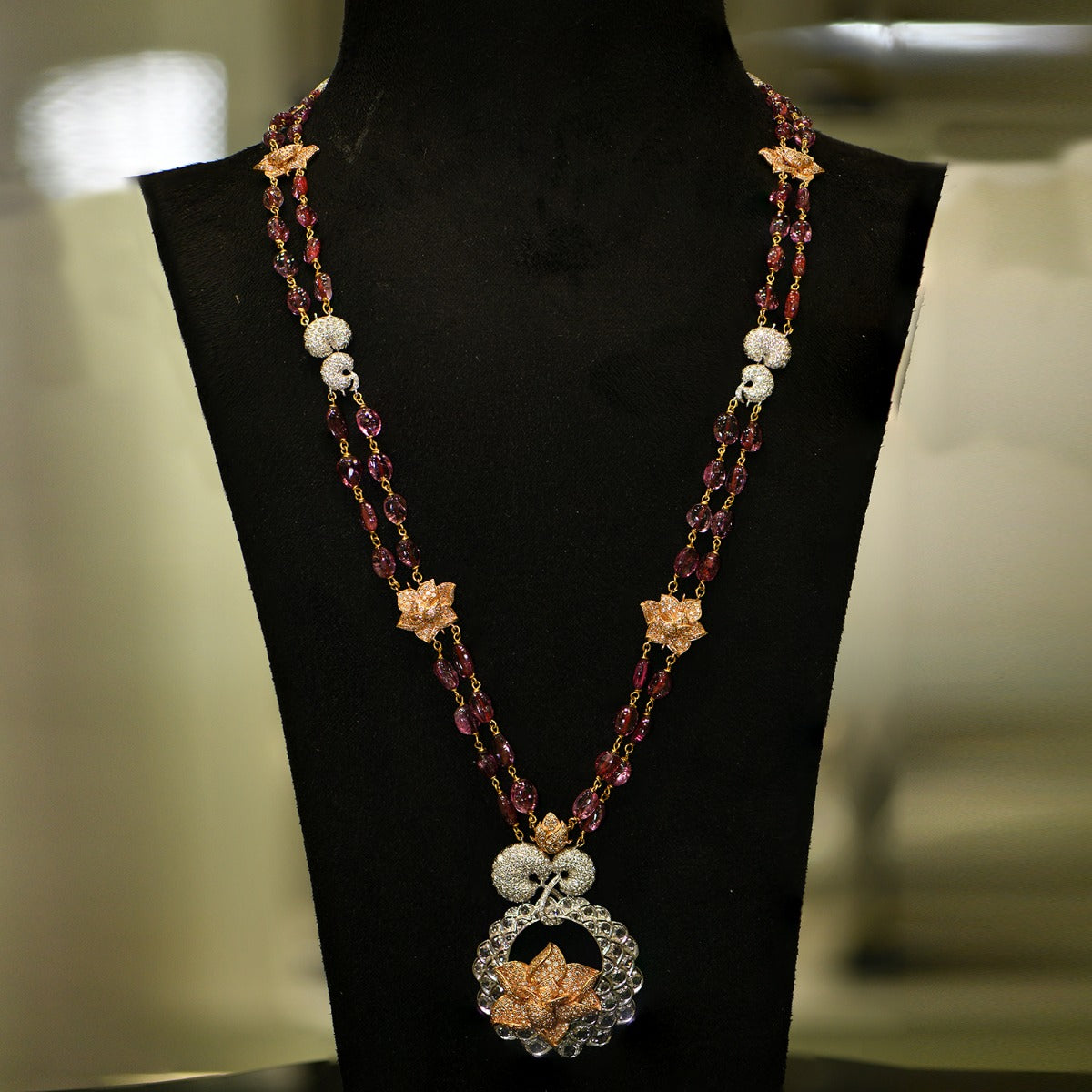 Long Chain Rosey Diamond Necklace