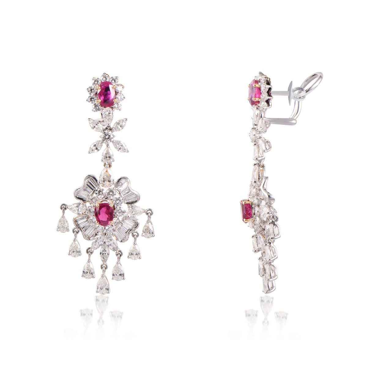 Red Floret Diamond Earrings