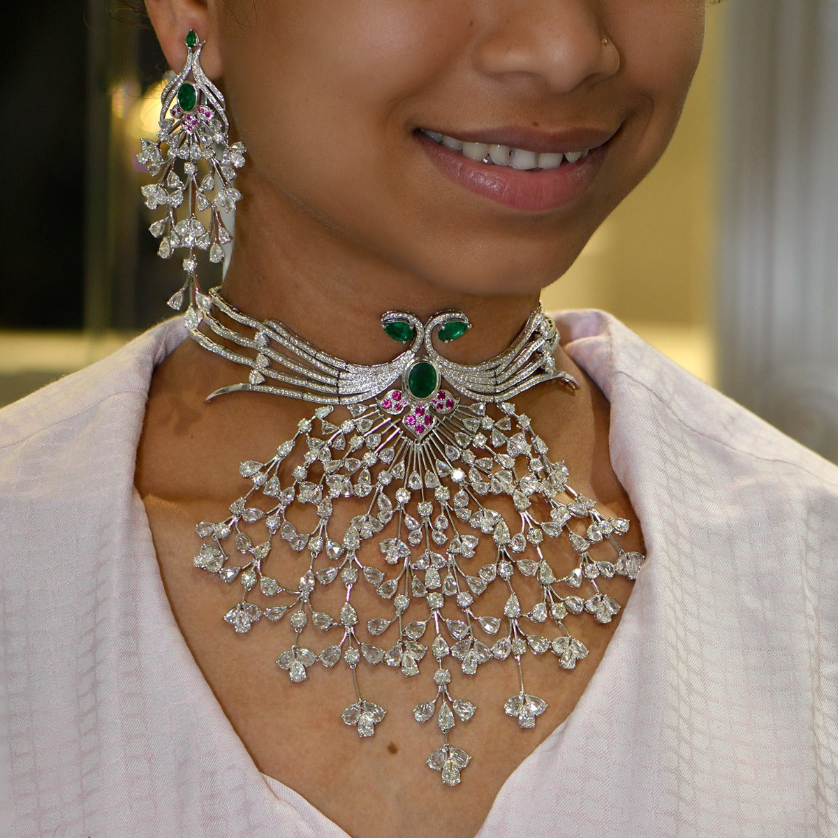 Queenly Diamond Grand Necklace Set
