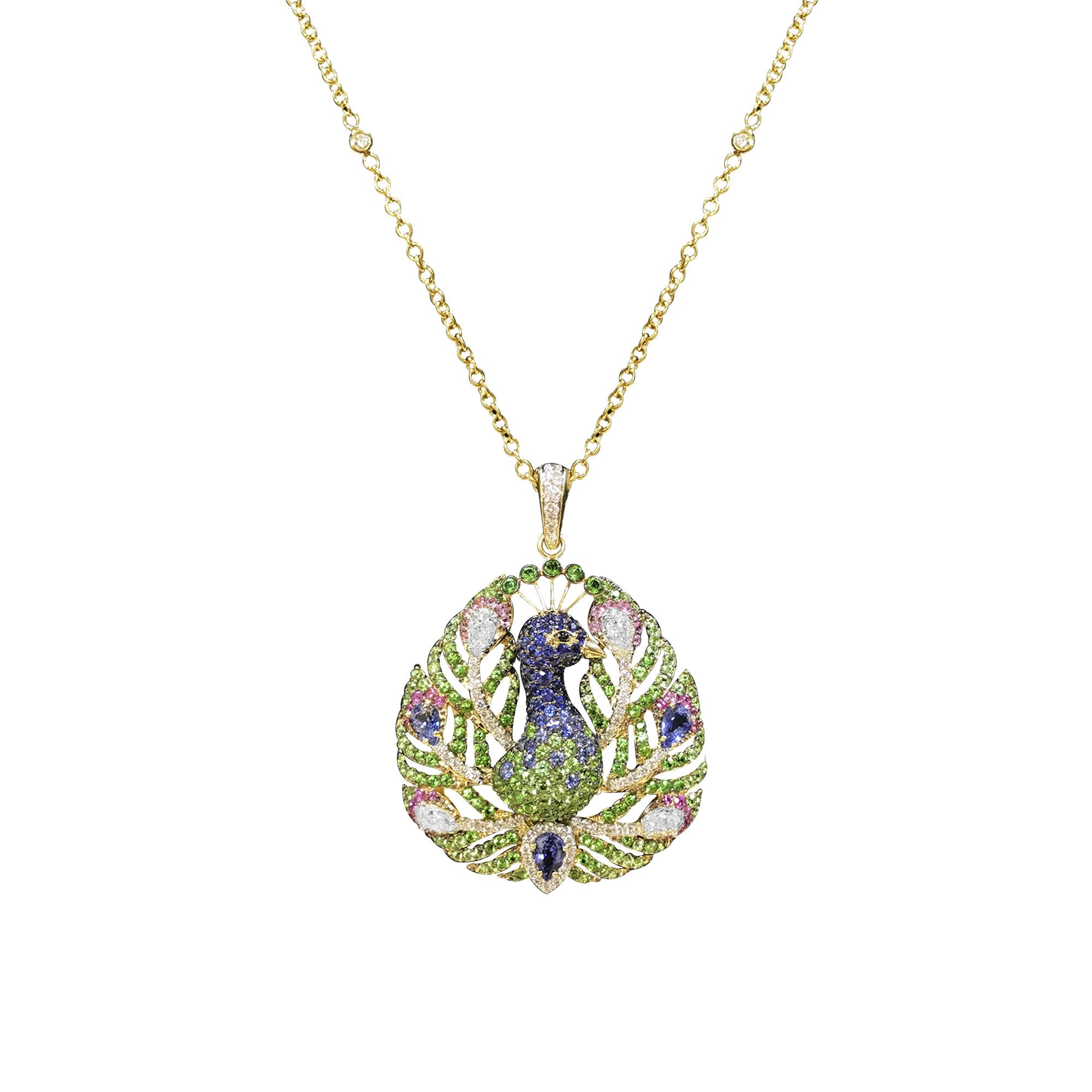 Orb Peacock Diamond Necklace