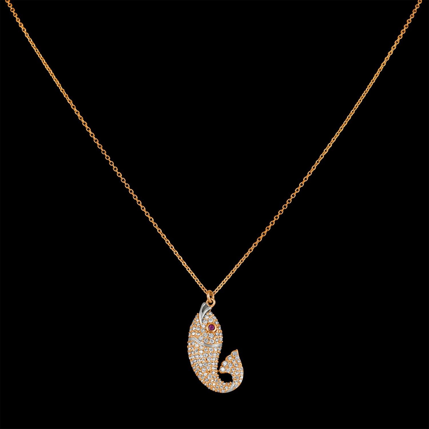 Upward Fishy Diamond Pendant