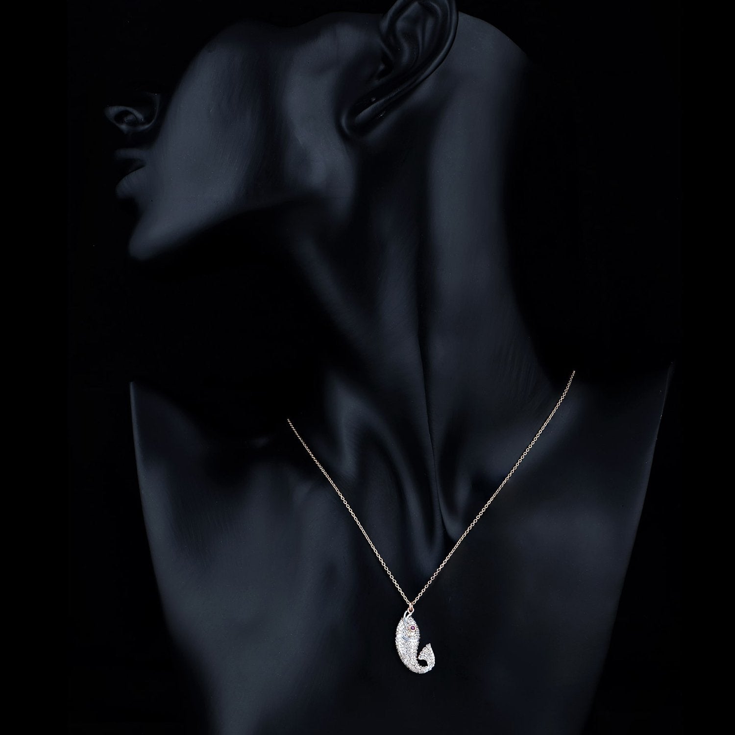 Upward Fishy Diamond Pendant