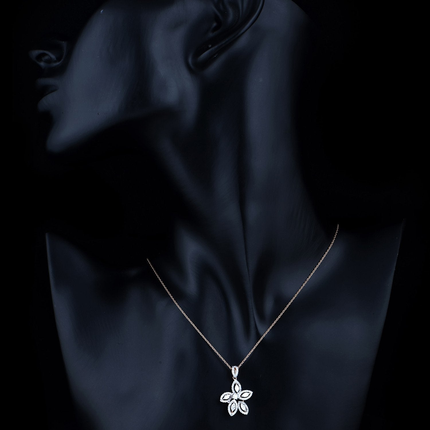 Petunia Flower Diamond Necklace