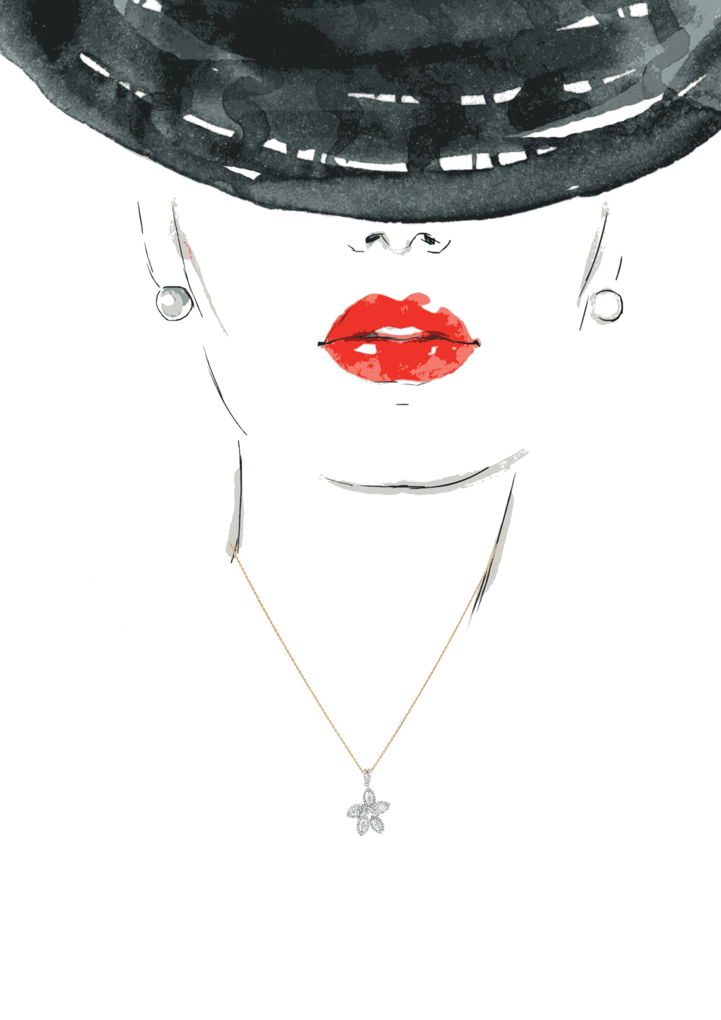 Petunia Flower Diamond Necklace