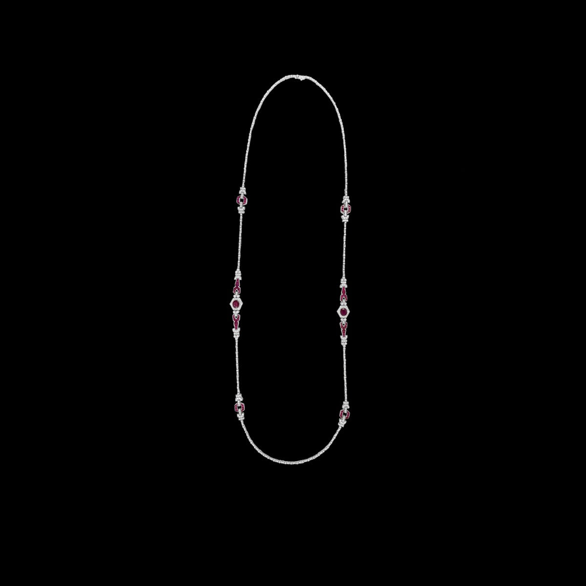 Ruby Dotted Sleek Diamond Necklace