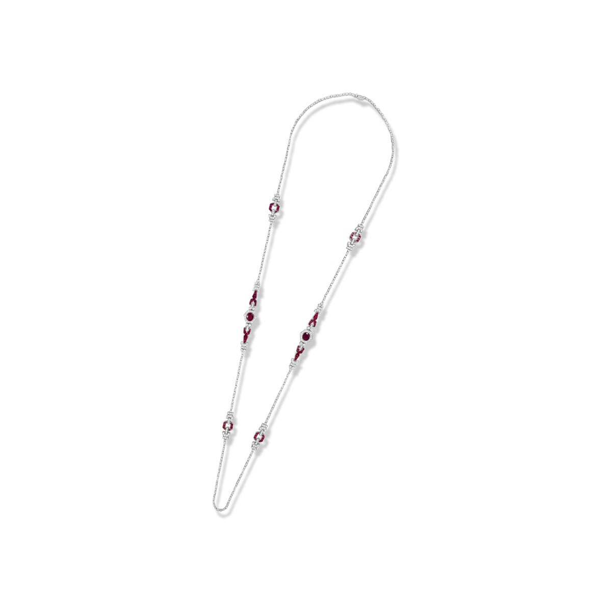 Ruby Dotted Sleek Diamond Necklace