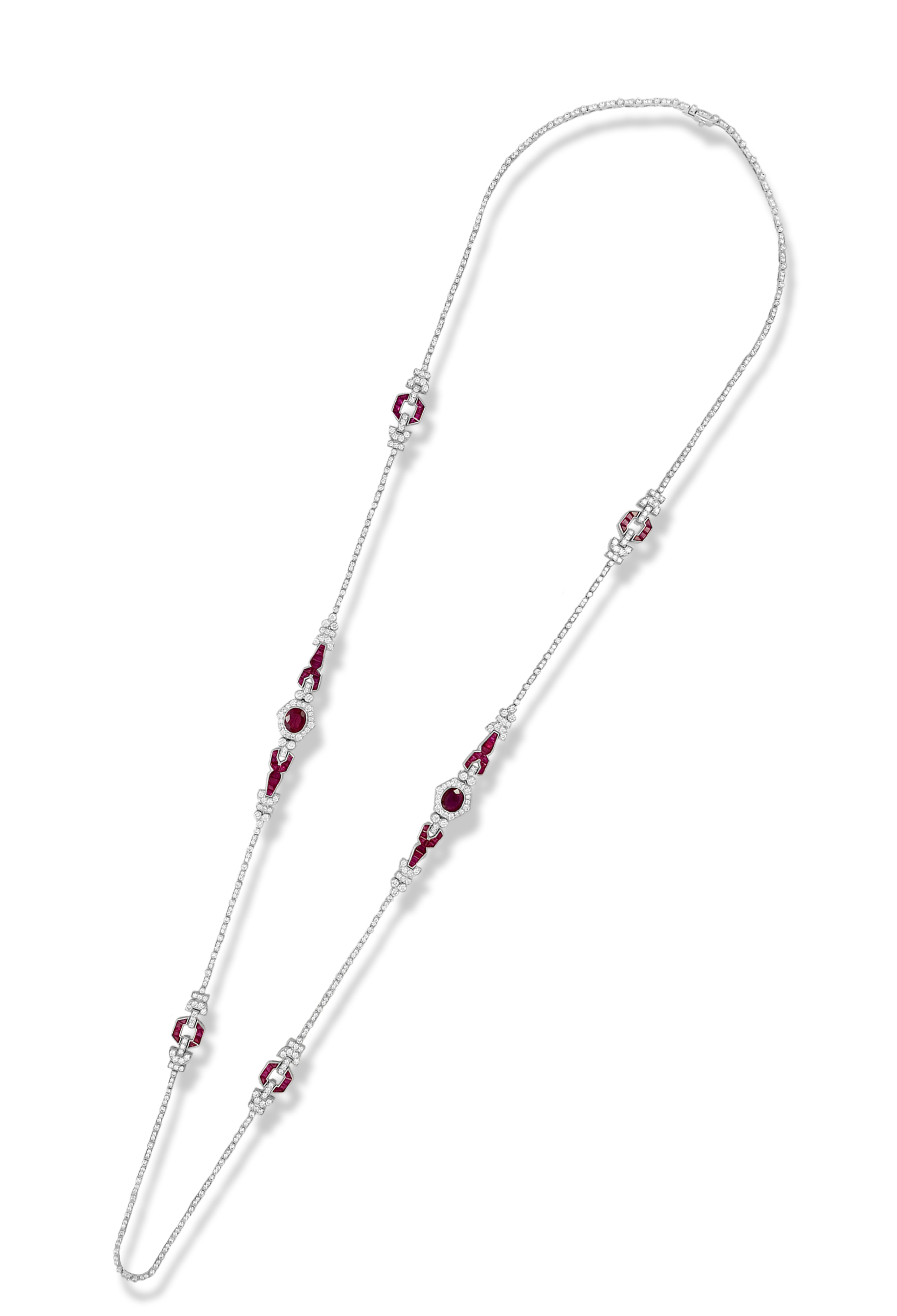 Ruby Dotted Sleek Diamond Necklace Set