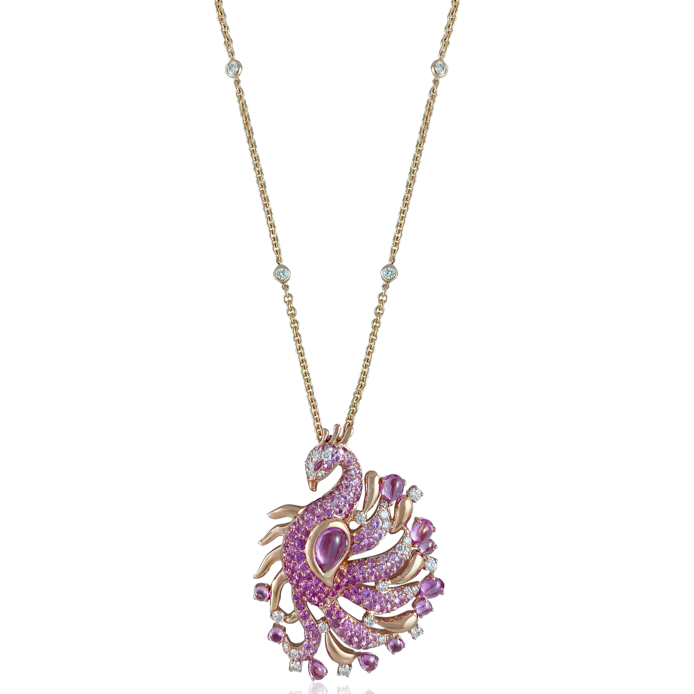 Pink Peacock Diamond Necklace