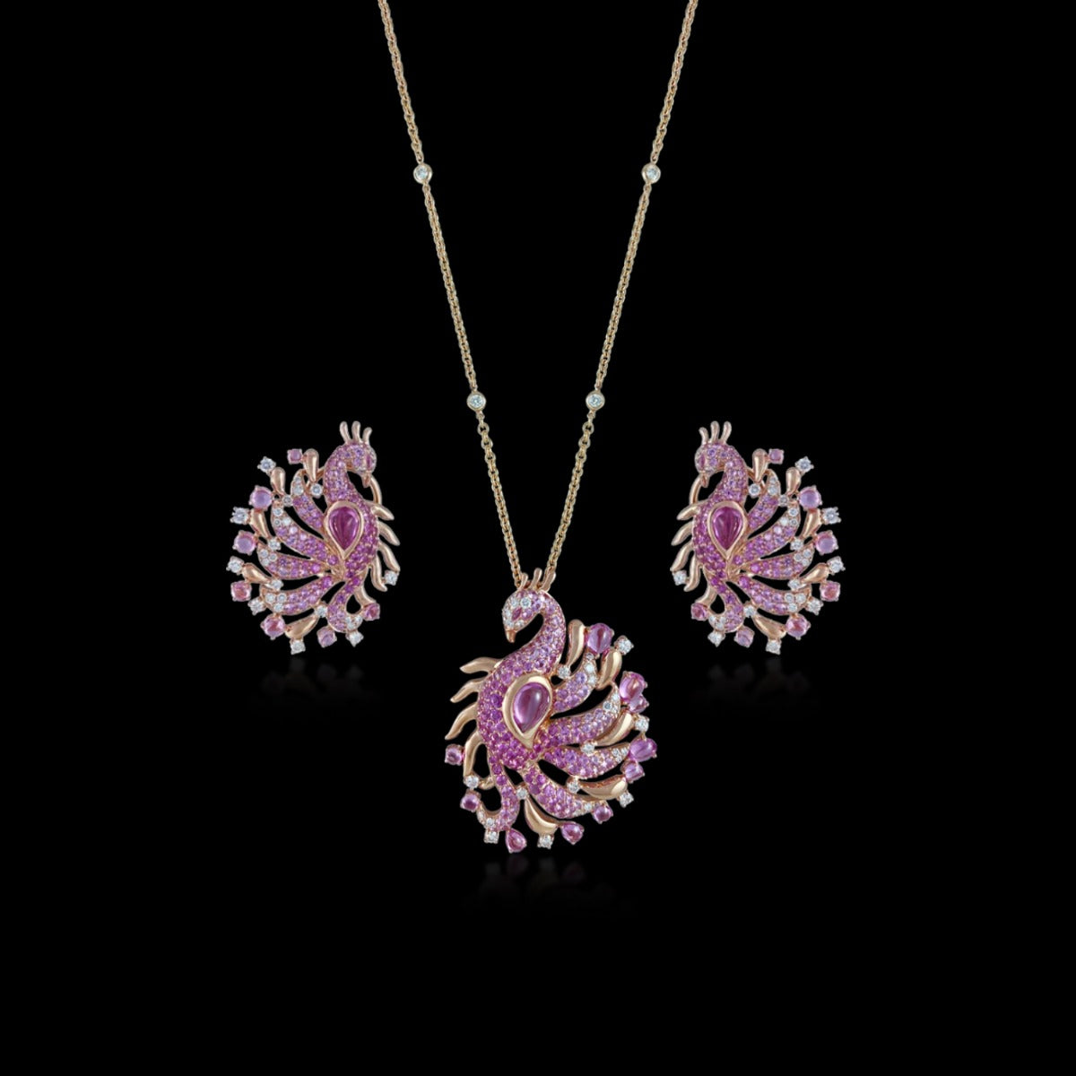 Peacock Diamond Necklace Set