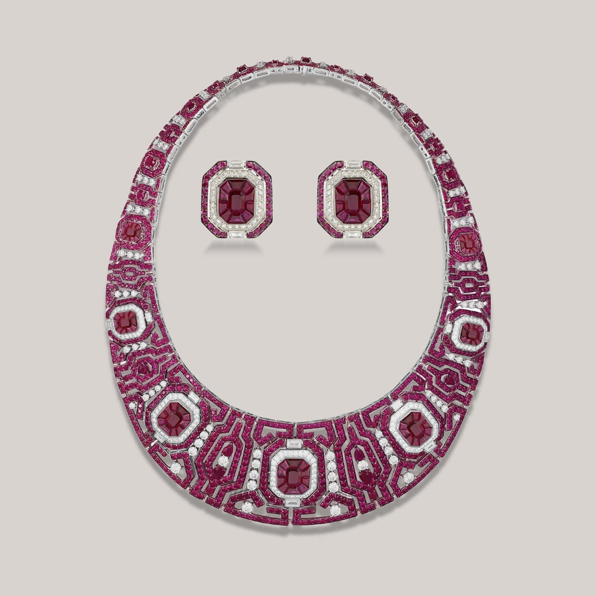 Ruby Diamond Necklace Set
