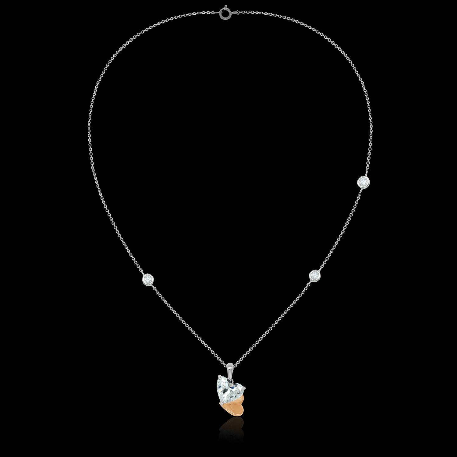 Sterling Heart Diamond Necklace