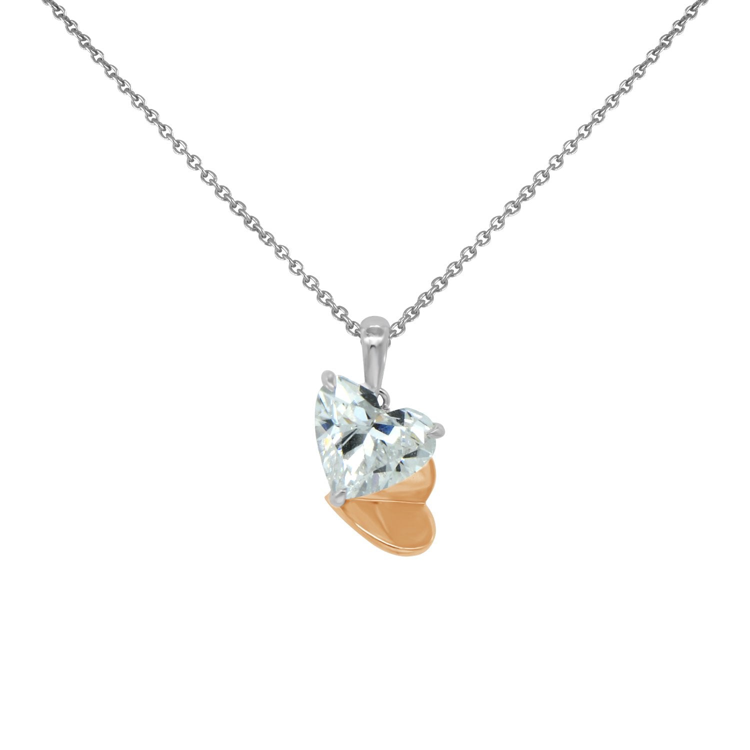 Sterling Heart Diamond Necklace