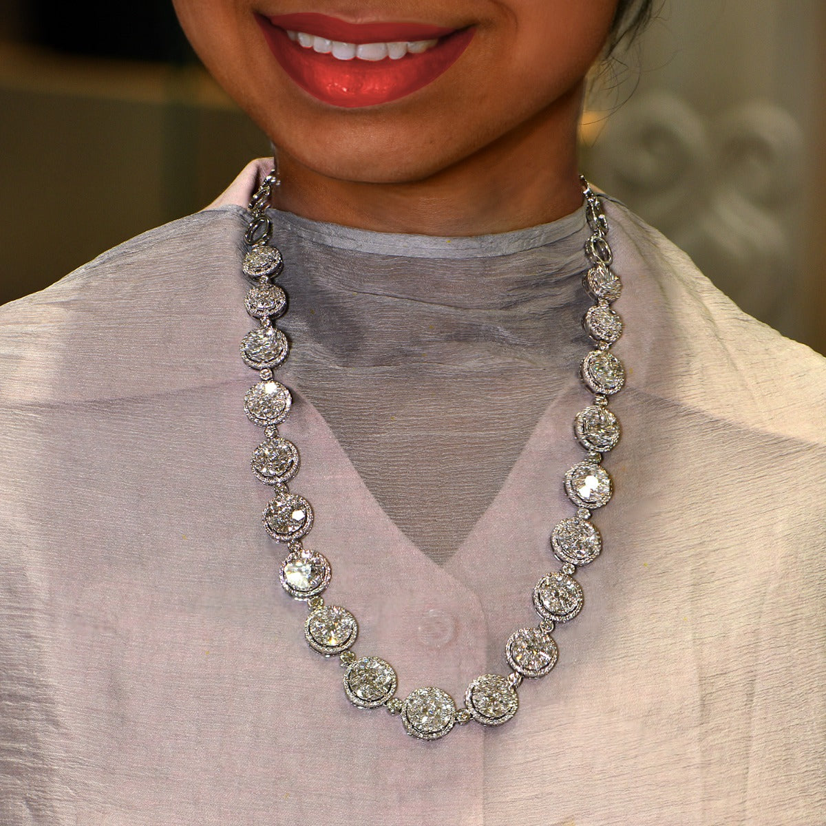 Sequenced Rounded Diamond Necklace