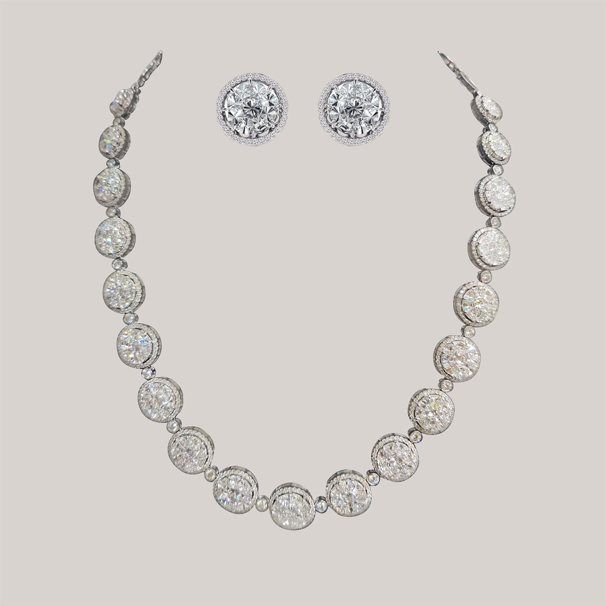 Sequenced Rounded Diamond Necklace Set