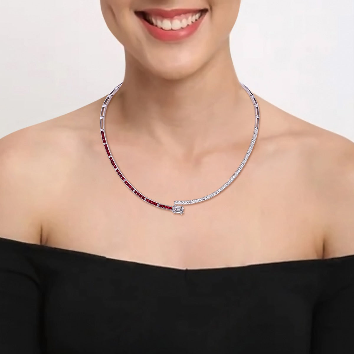 Auriferous Ruby Diamond Necklace