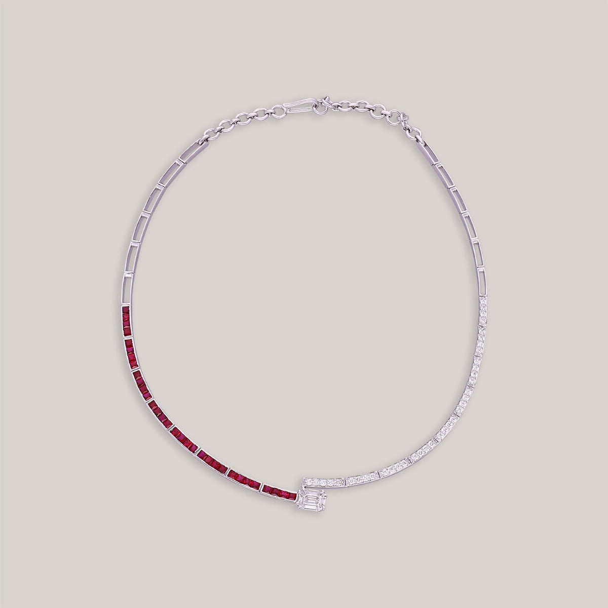 Auriferous Ruby Diamond Necklace