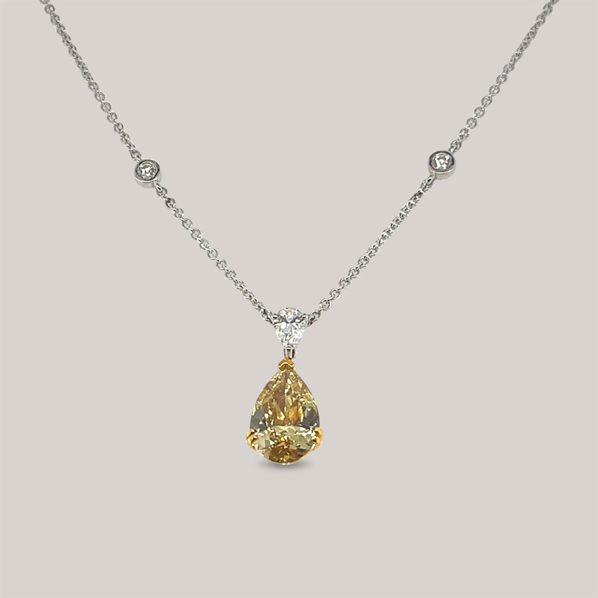 Pear Fancy Yellow Diamond Necklace