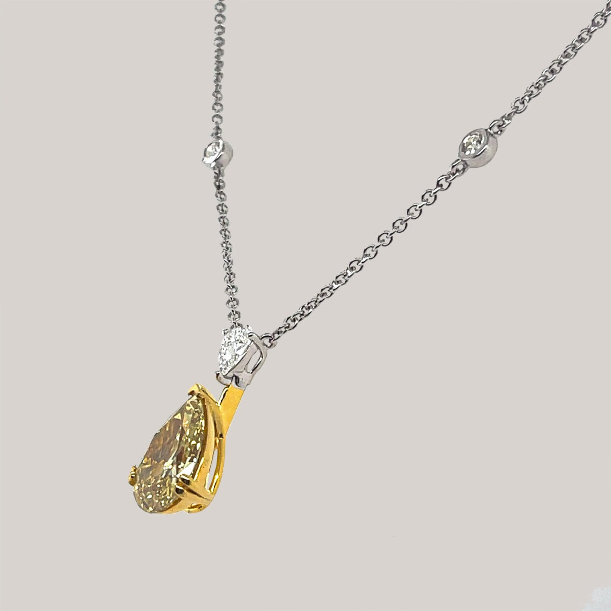 Pear Fancy Yellow Diamond Necklace