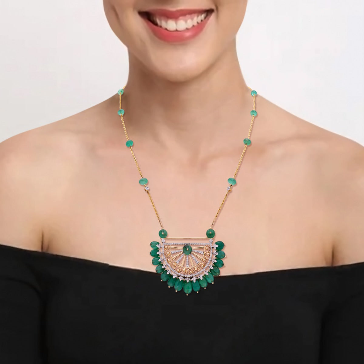 Green Serenity Diamond Necklace Set