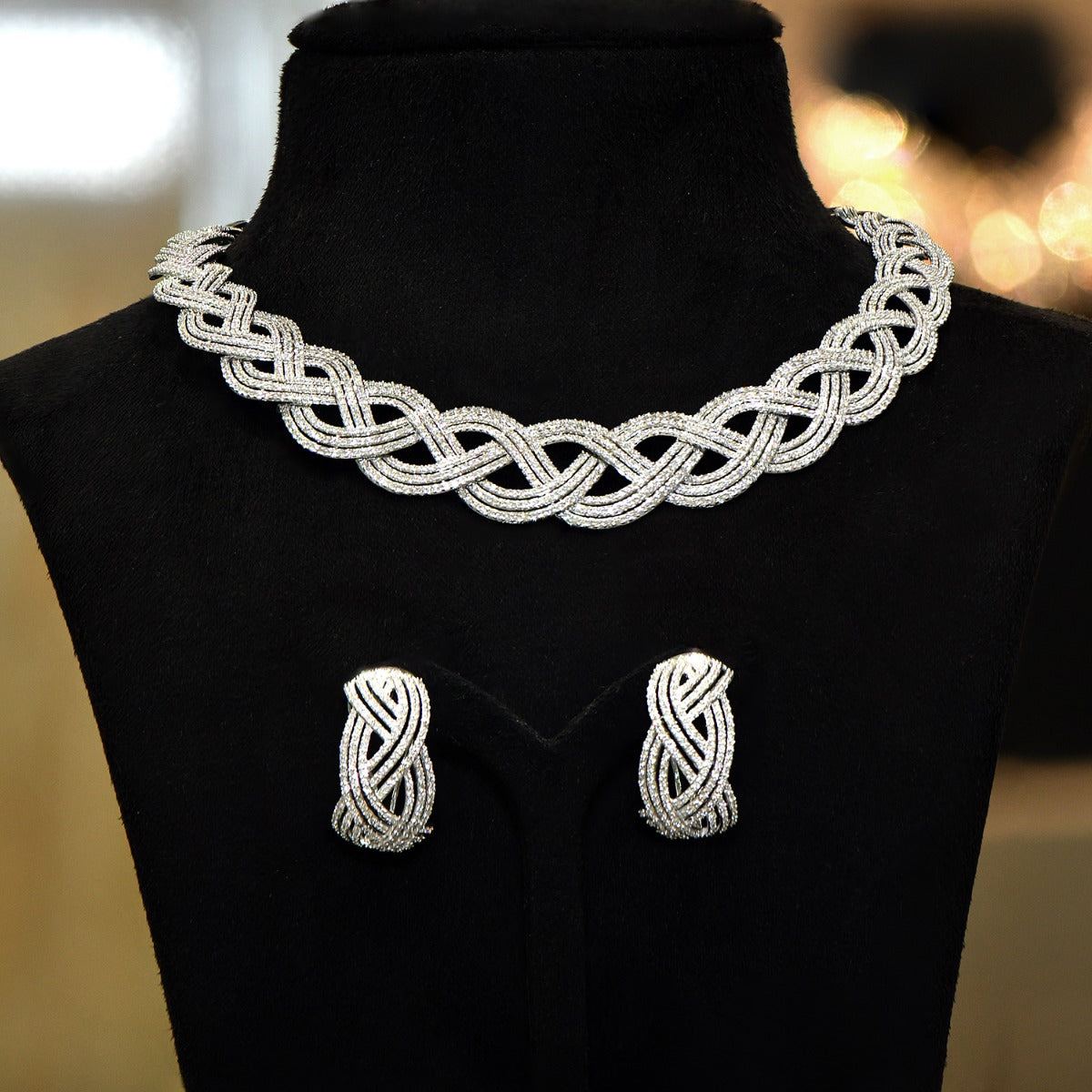 Woven into Diamond Necklace Set