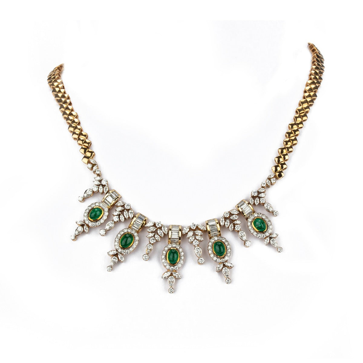 Indian Emerald Cluster Diamond Necklace