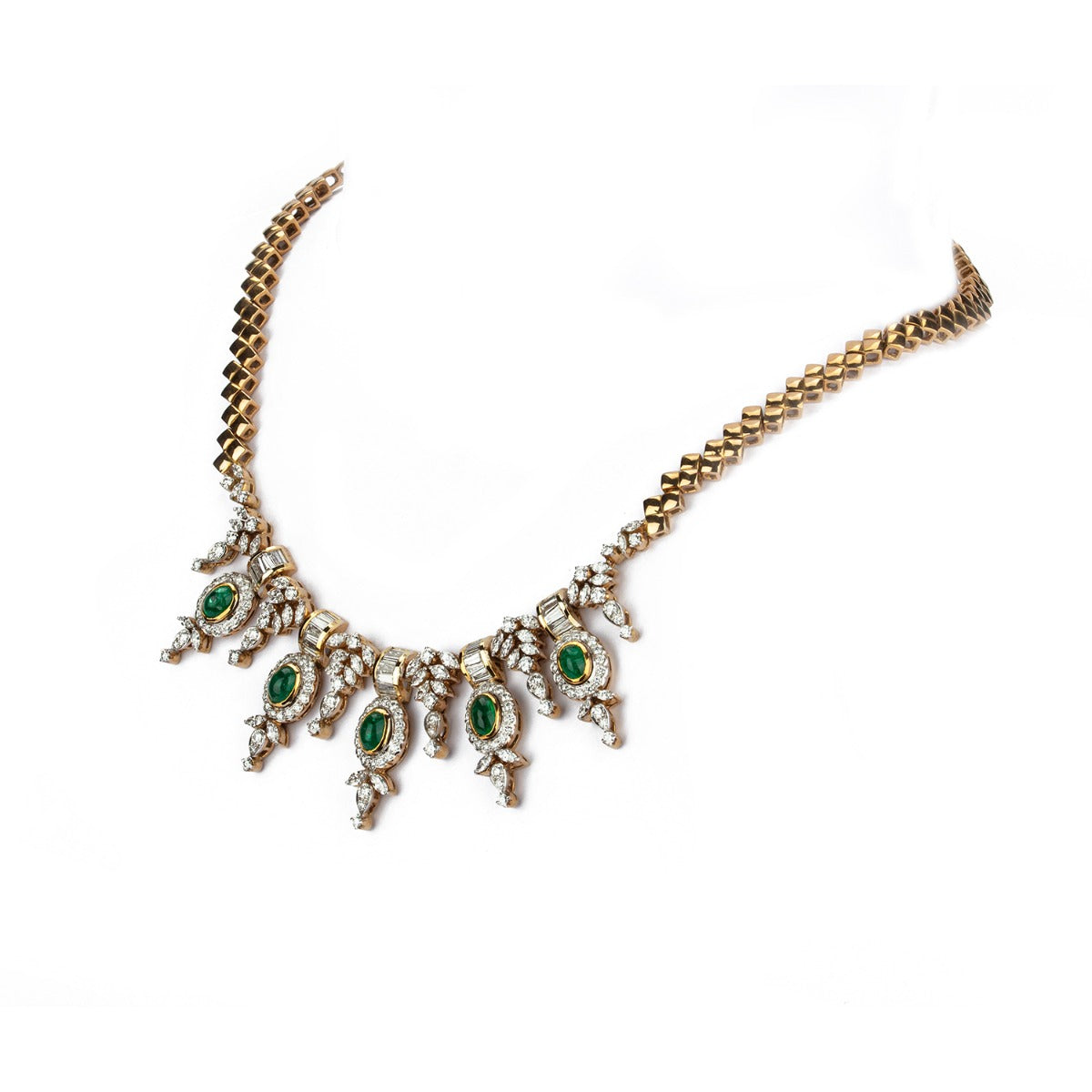 Indian Emerald Cluster Diamond Necklace